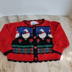 Hartstrings Red and Blue Baby Cardigan with Duck Logo